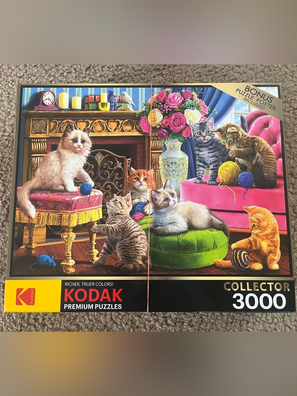 Kittens by the Fireplace 3000 Puzzle